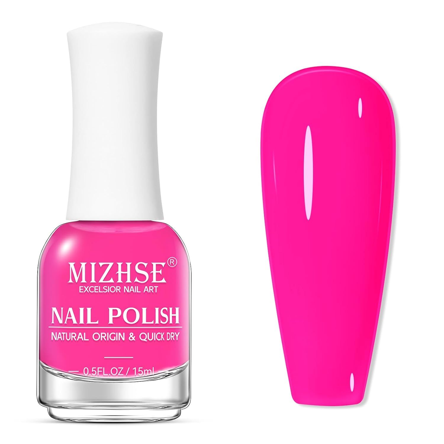 MIZHSE Quick Dry Nail Polish. Hot Pink Nail Polish Non Gel Air Drying Fast. 15ml Glossy Finish Regular Rose Red Nail Lacquer Full Coverage Nail Art Manicure DIY Home : Beauty & Personal Care
