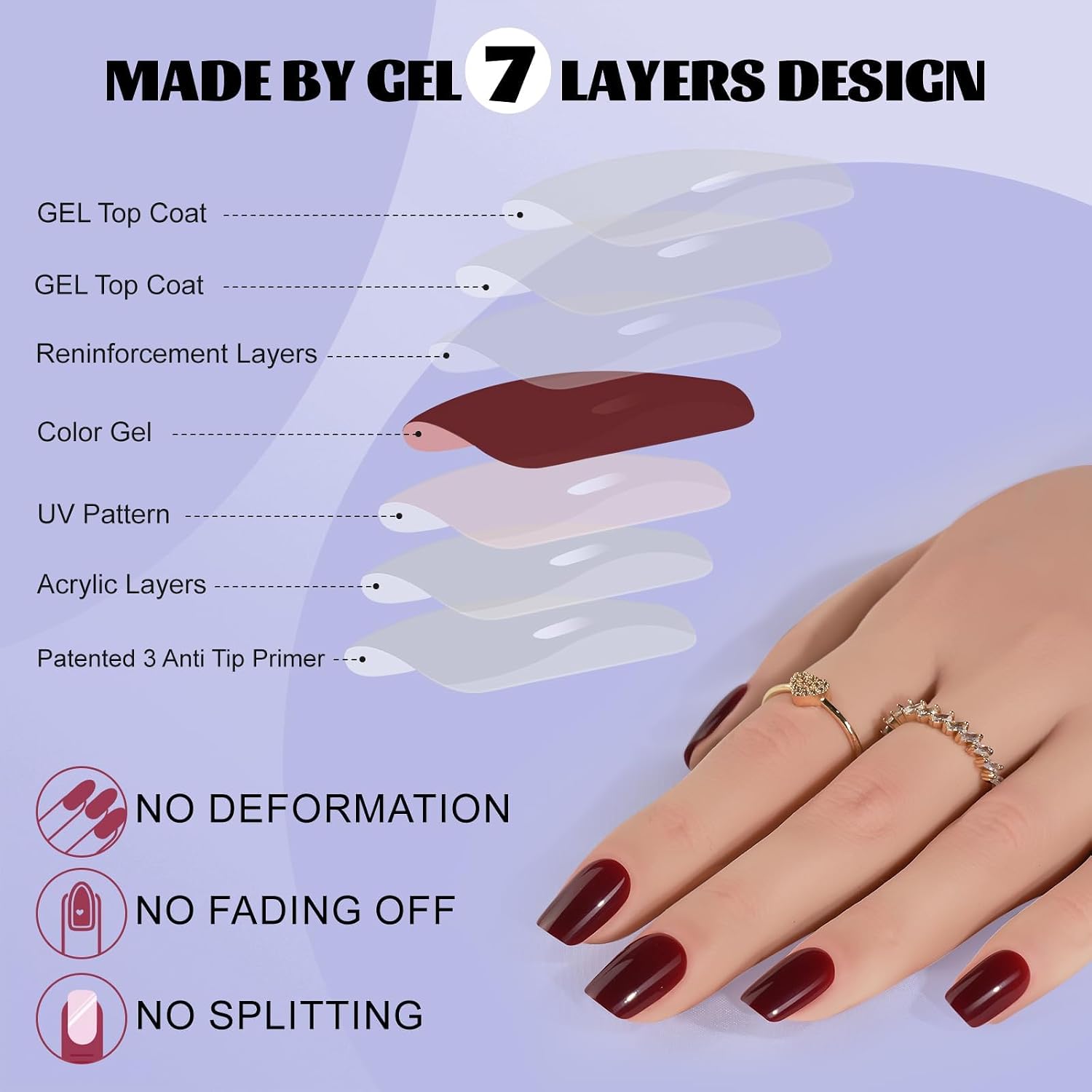 Press On Nails Short - Jofay Fashion Acrylic Press On Nails Red. Square Glue On Nails with Nail Glue. Fit Perfectly & Natural Stick On Nails in 16 Sizes - 32PCS Soft Gel Kit. Wine Red : Beauty & Personal Care