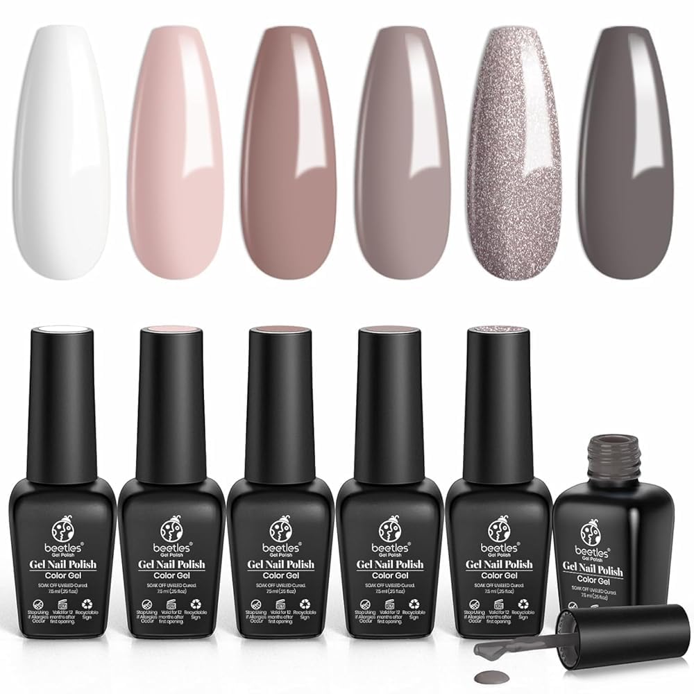 Beetles Pearl Gel Nail Polish. 6 Colors Shimmer White Pink Purple Mermaid Nail Drawing Gel. Soak Off UV Gel Polish Swirl Shell Thread Effect DIY Manicure Nail Art Gifts for Women : Beauty & Personal Care