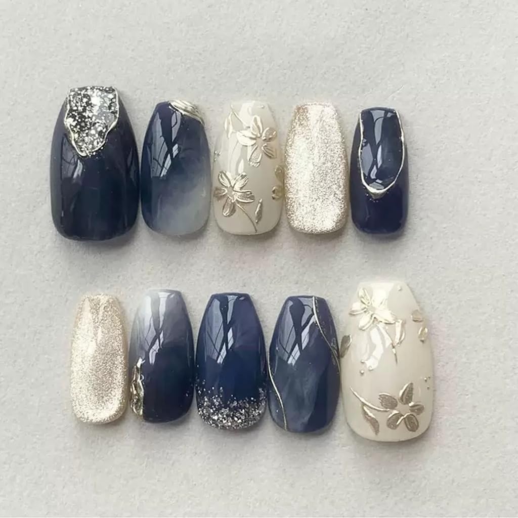 CTTHNBD Medium Press on Nails Coffin - Black French Tip Fake Nails with Bow Charms Design - Heart False Nails Press ons - for Women 24 Pcs : Beauty & Personal Care