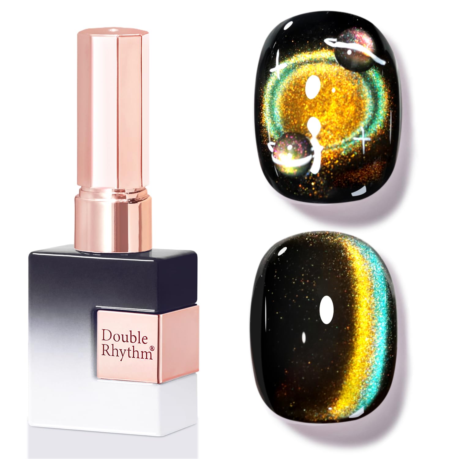 Double Rhythm 0.5 OZ Cat Eye Gel Polish with Magnet 15ML Holographic Glitter Shimmer Translucent Jelly Color Magnetic Polish Salon DIY at Home (Silver-MC1019) : Beauty & Personal Care