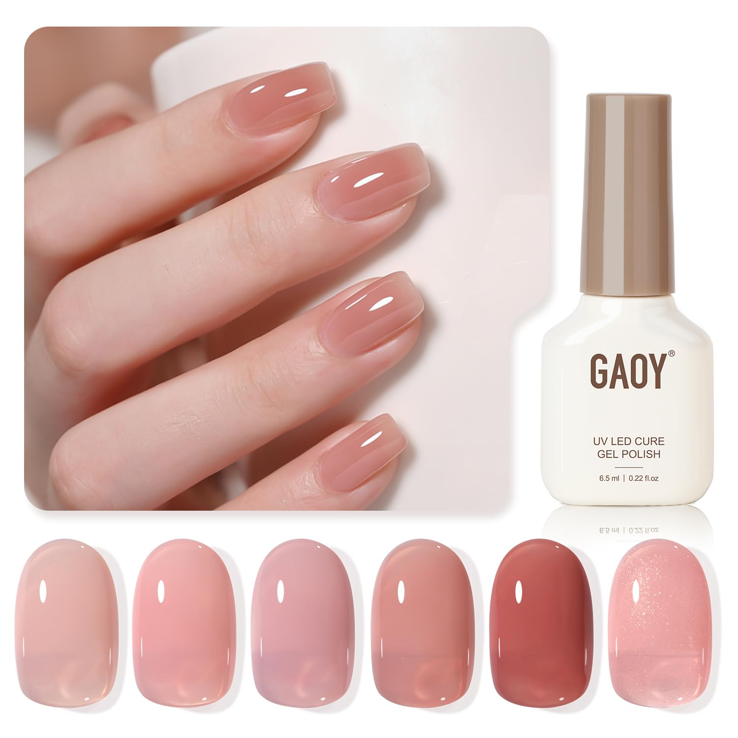 GAOY Rose Garden Jelly Gel Nail Polish of 6 Transparent Nude Red Pink Brown Colors Sheer Gel Polish Kit for Salon Manicure and Nail Art DIY at Home : Beauty & Personal Care