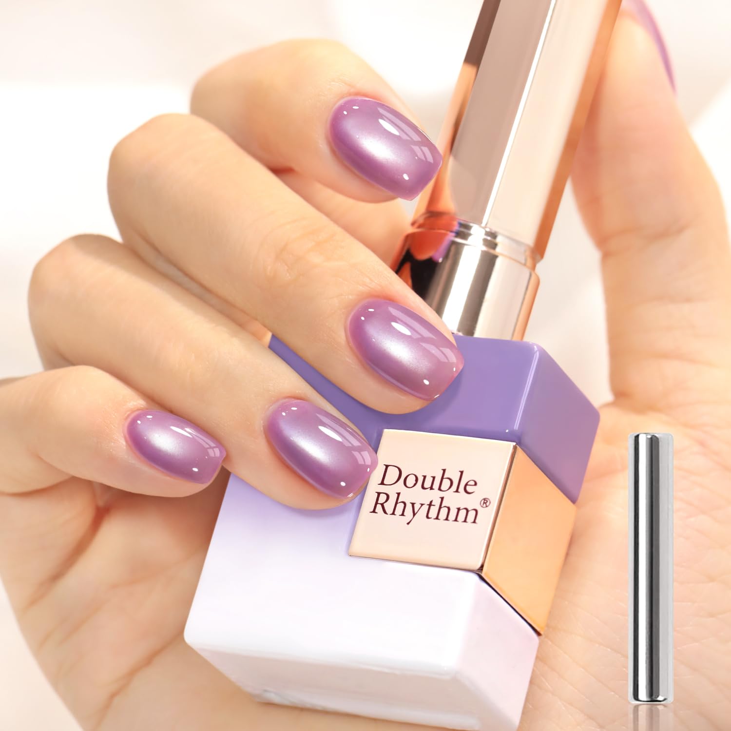 Double Rhythm 15ML Ice Glass Cat Eye Gel Polish with Magnet Holographic Glitter Shimmer Translucent Sheer Color Salon Soak Off Magnetic Nail at Home (Golden Violet-MC1129) : Beauty & Personal Care