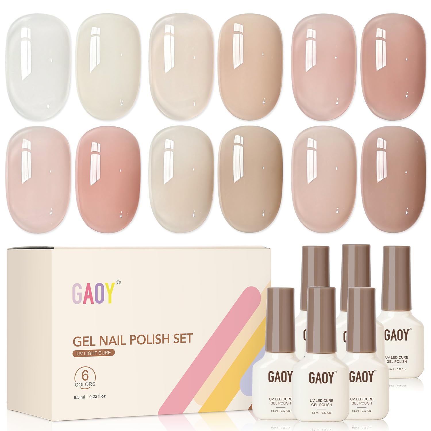 GAOY Rose Garden Jelly Gel Nail Polish of 6 Transparent Nude Red Pink Brown Colors Sheer Gel Polish Kit for Salon Manicure and Nail Art DIY at Home : Beauty & Personal Care