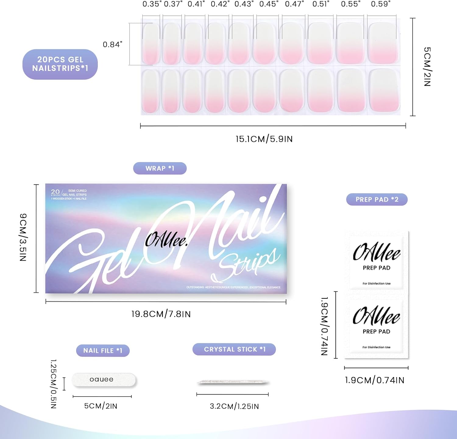 OAUEE Semi Cured Gel Nail Strips | Gel Nail Stickers with UV Light Required | Salon Quality. Easy Application and Removal(Pink Ombre) : Beauty & Personal Care