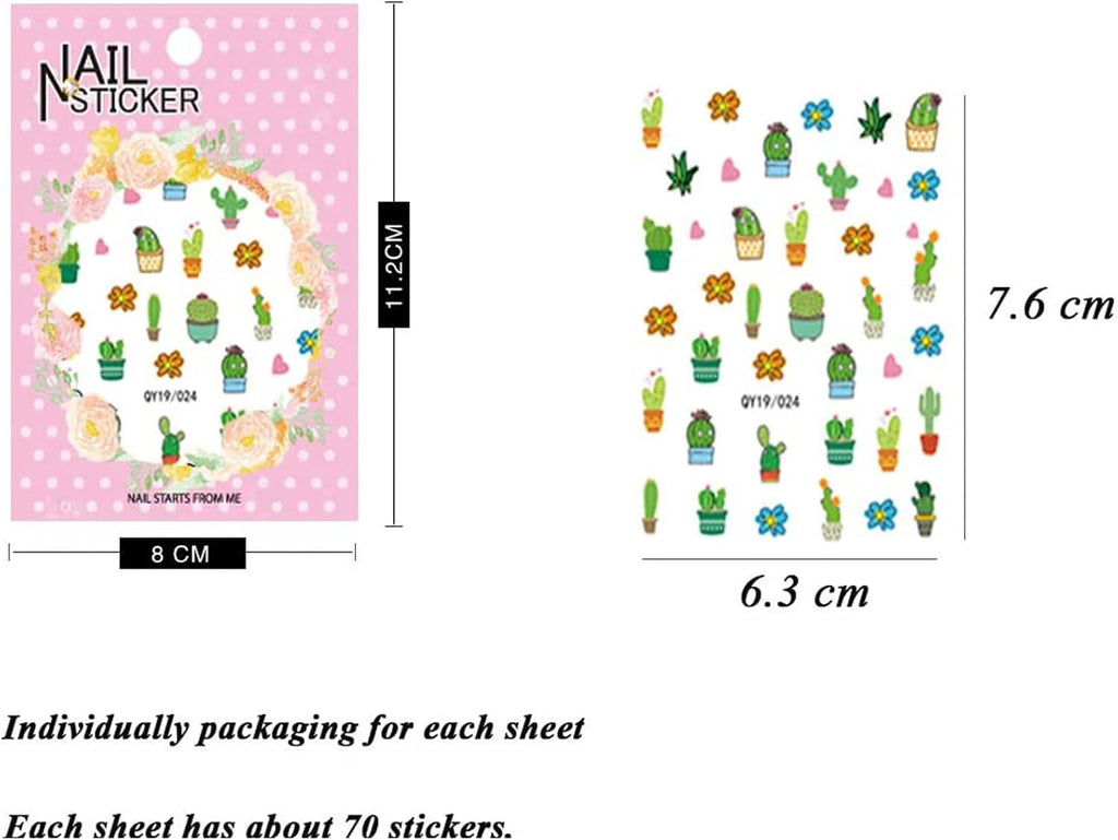 Nail Stickers for Women and Little Girls - 12 Sheets 3D Self-Adhesive DIY Nail Art Decoration Set Including Flowers Leaves Animals Plants Fruits Nail Decals for Woman Kids Girls : Beauty & Personal Care