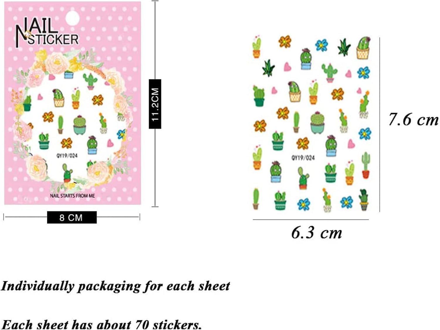 Nail Stickers for Women and Little Girls - 12 Sheets 3D Self-Adhesive DIY Nail Art Decoration Set Including Flowers Leaves Animals Plants Fruits Nail Decals for Woman Kids Girls : Beauty & Personal Care