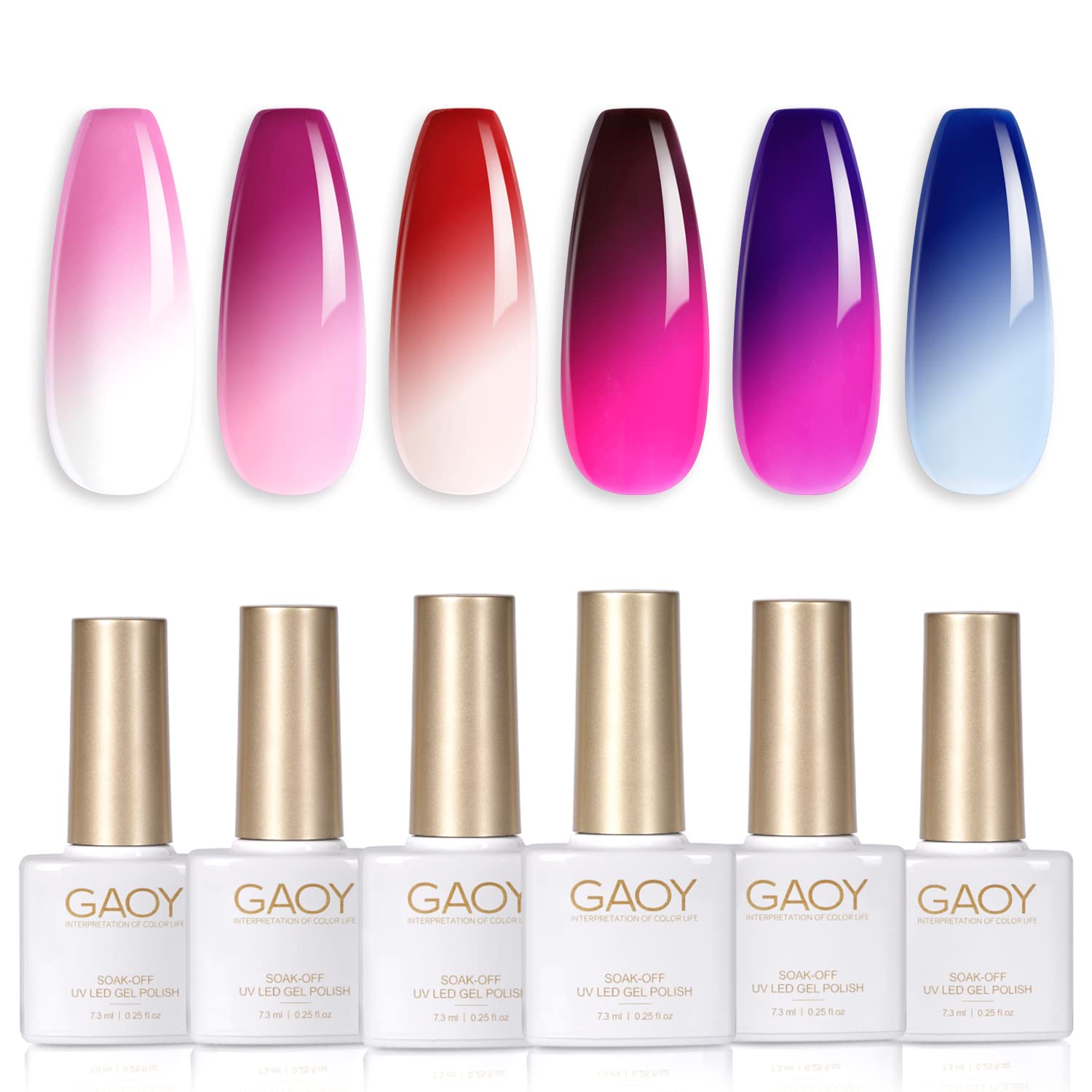 GAOY Milky White Jelly Nude Gel Nail Polish Set. 6 Transparent Colors Sheer Pink Orange Soak Off UV Light Cure Gel Polish Kit for Salon and Nail Art DIY at Home : Beauty & Personal Care