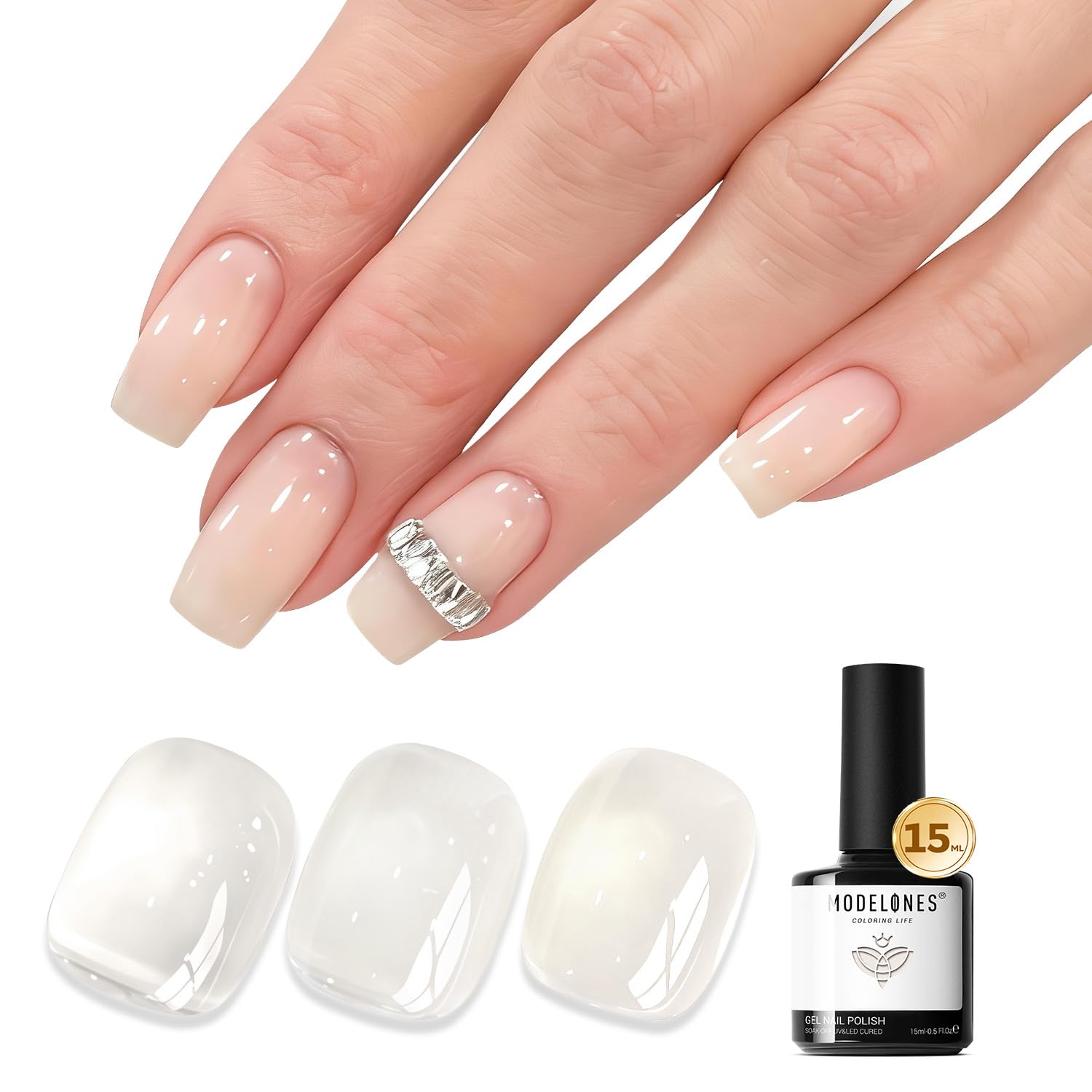 modelones Pink Gel Nail Polish Jelly Nude Pink Gel Polish French Tip Base Colors Translucent Soak Off U V Soap Nails for Nail Art Manicure at Home 15ML : Beauty & Personal Care