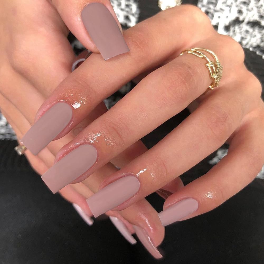 KQueenest Ombre Pink Press on Nails Long Square Shaped Gradient French Fake Nails Press Ons. Natural Gel Square Tips - 24 Pcs Coffin Acrylic False Nails Set for Women Daily Wear : Beauty & Personal Care