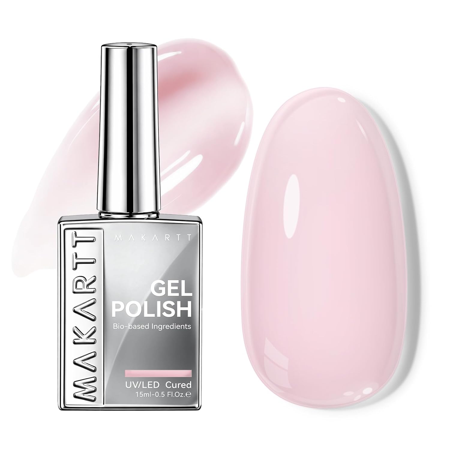 Makartt Milky Pink Gel Nail Polish: 15ML Hema-Free Jelly Baby Pink Nail Polish Sheer Translucent Effect Soak Off UV LED Nail Art Manicure DIY Home Salon Gift for Women : Beauty & Personal Care
