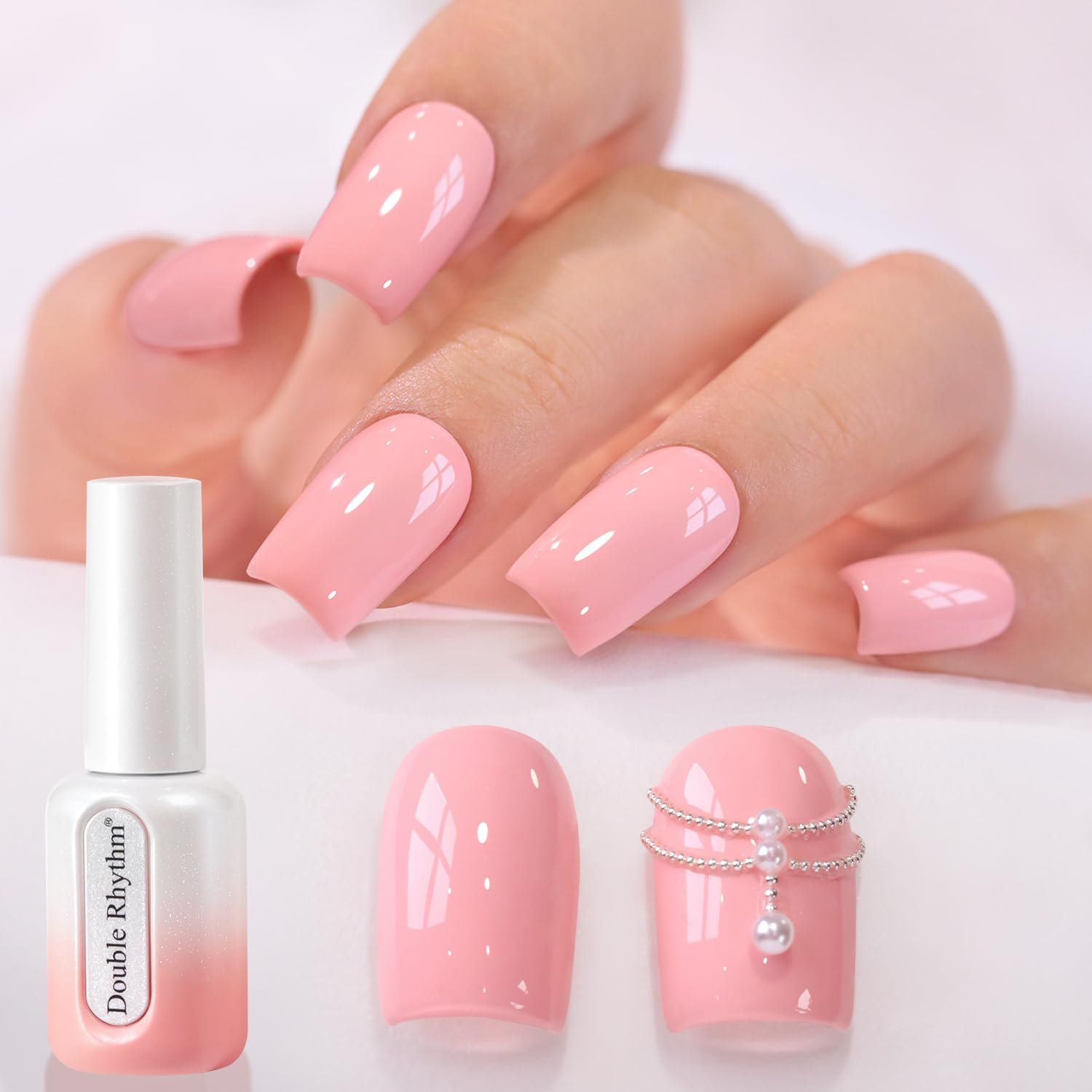 Double Rhythm 0.50 OZ Gel Polish Hema Free Same Color Same Bottle Golden Round Translucent Neutral Natural Milky 15 ML Jelly UV Polish Art DIY at Home (Bright Pink-H1040) : Beauty & Personal Care