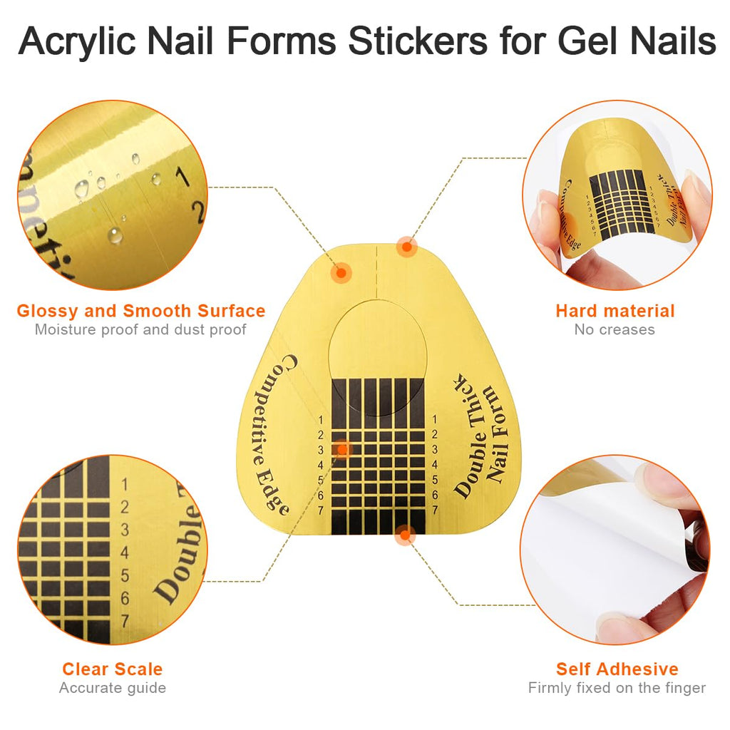 200 PCS Nail Forms for Builder Gel. AHIER Self-adhesive Nail Extension Forms for DIY at Home Professional Nails Art Supplies : Beauty & Personal Care