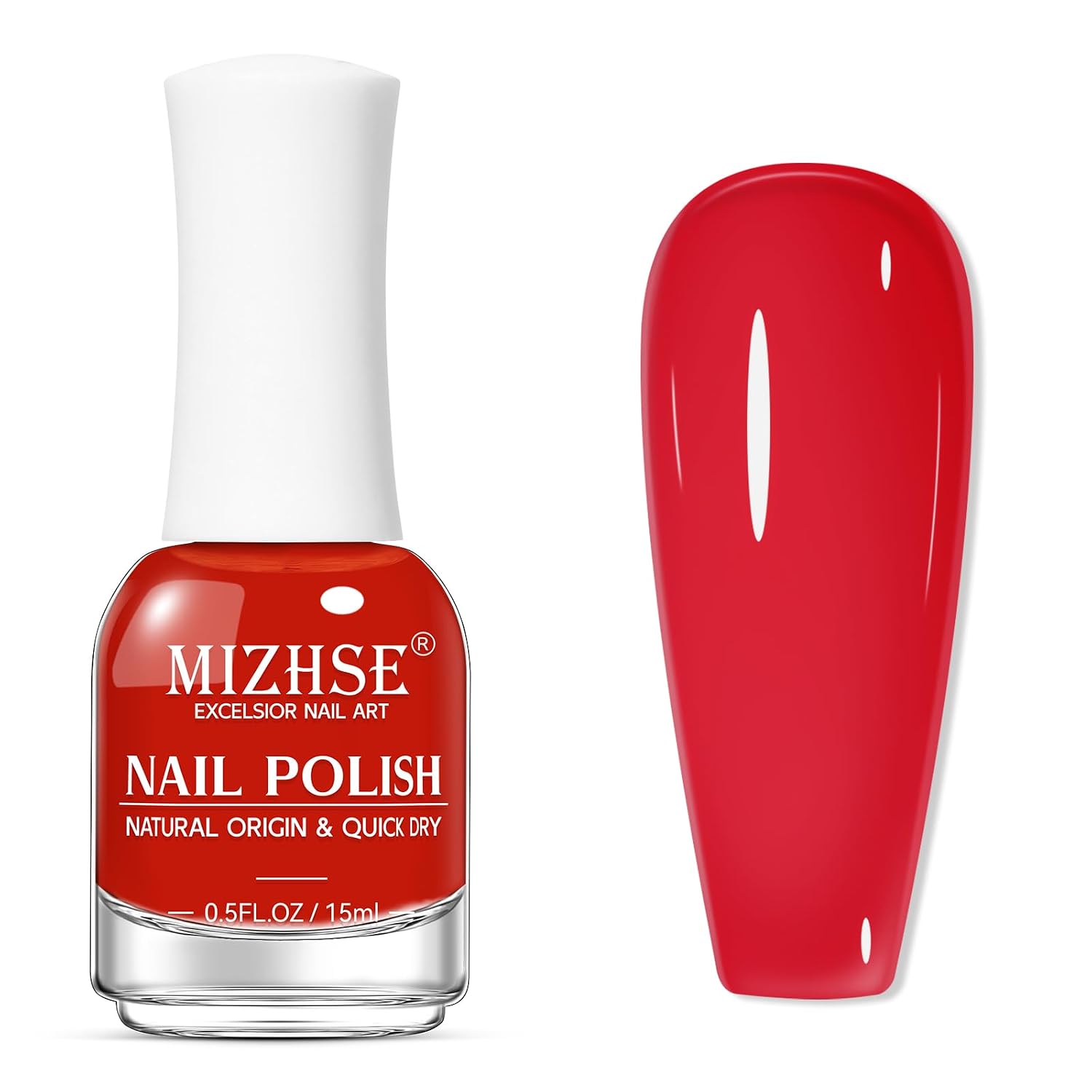 MIZHSE Quick Dry Nail Polish. Hot Pink Nail Polish Non Gel Air Drying Fast. 15ml Glossy Finish Regular Rose Red Nail Lacquer Full Coverage Nail Art Manicure DIY Home : Beauty & Personal Care