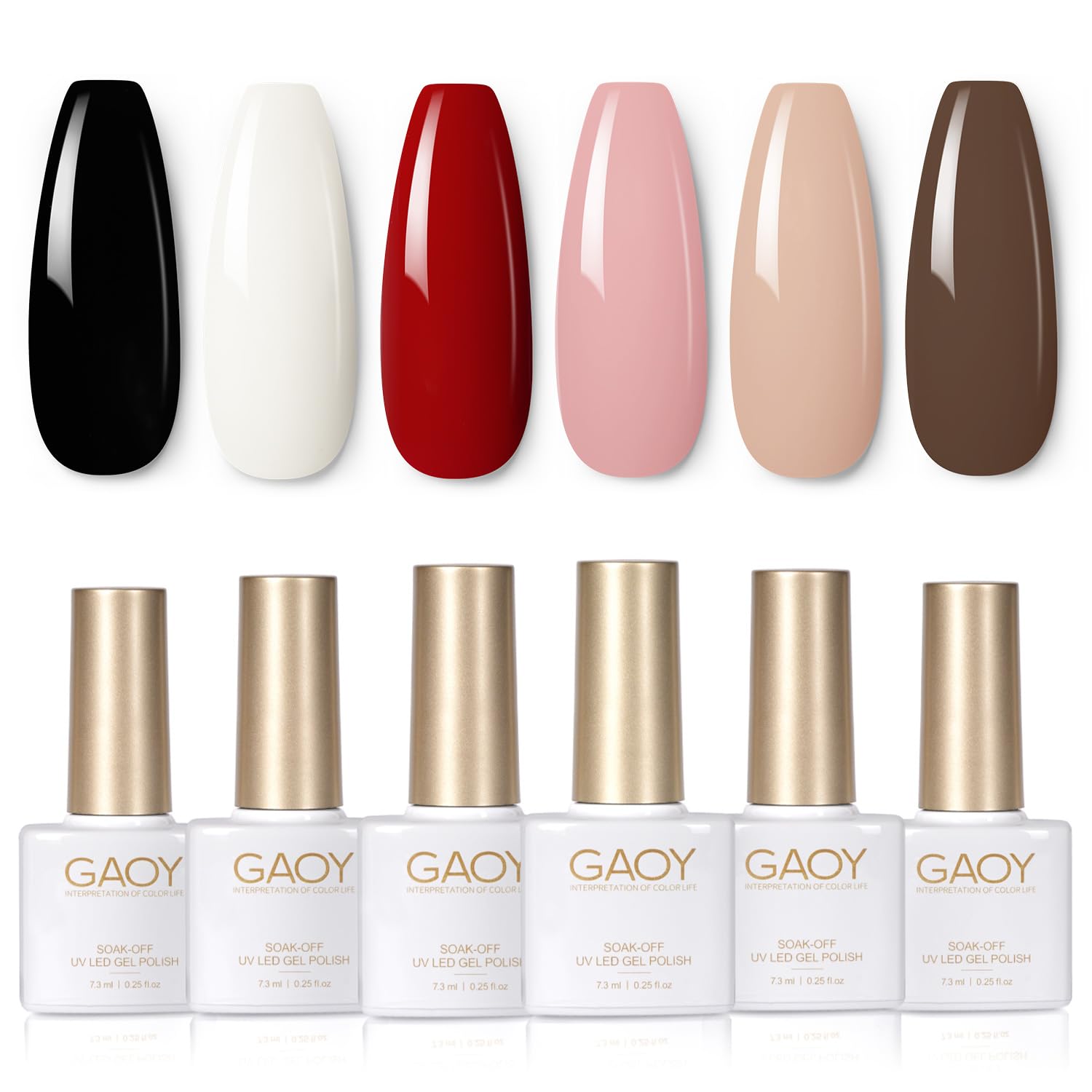 GAOY Milky White Jelly Nude Gel Nail Polish Set. 6 Transparent Colors Sheer Pink Orange Soak Off UV Light Cure Gel Polish Kit for Salon and Nail Art DIY at Home : Beauty & Personal Care