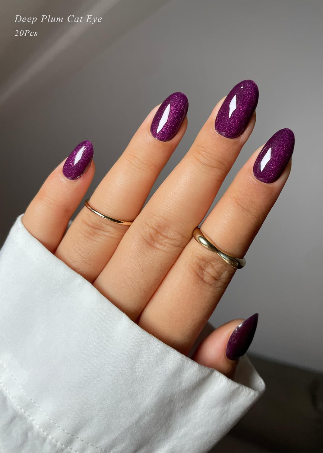 AutyaMee Semi Cured Gel Nail Strips (Deep Plum Cat Eye). Dark Purple. 20 Pcs Gel Nail Wraps. Stickers. UV Light Required. Salon Quality. Long Lasting : Beauty & Personal Care