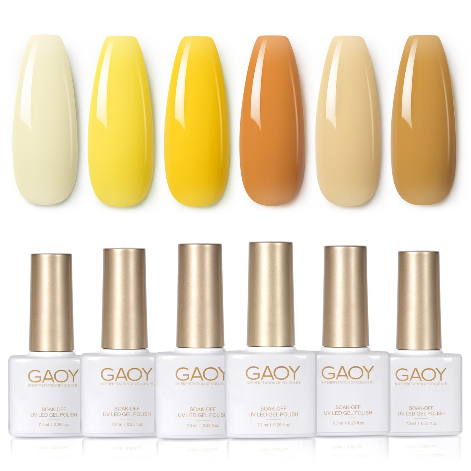 GAOY Milky White Jelly Nude Gel Nail Polish Set. 6 Transparent Colors Sheer Pink Orange Soak Off UV Light Cure Gel Polish Kit for Salon and Nail Art DIY at Home : Beauty & Personal Care