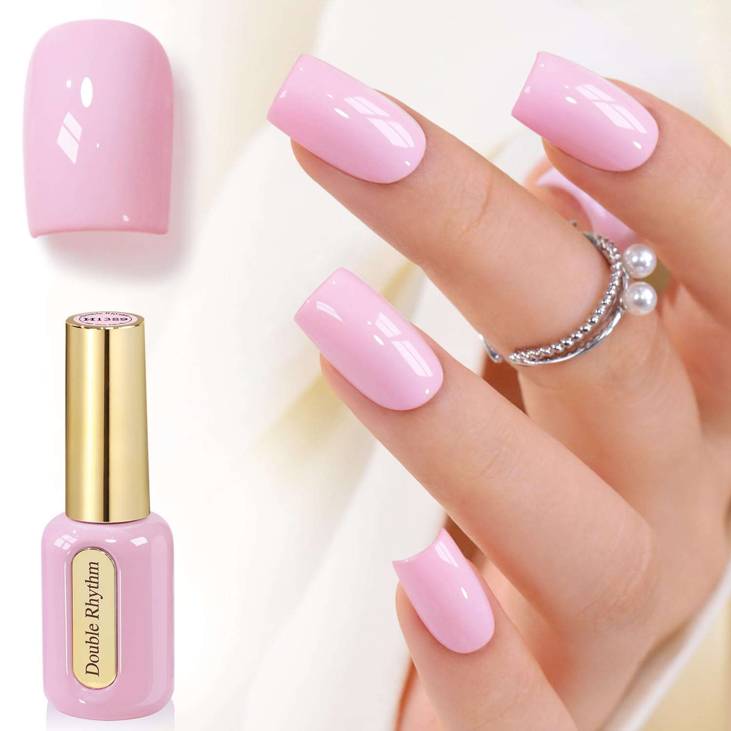 Double Rhythm 0.50 OZ Gel Polish Hema Free Same Color Same Bottle Golden Round Translucent Neutral Natural Milky 15 ML Jelly UV Polish Art DIY at Home (Bright Pink-H1040) : Beauty & Personal Care