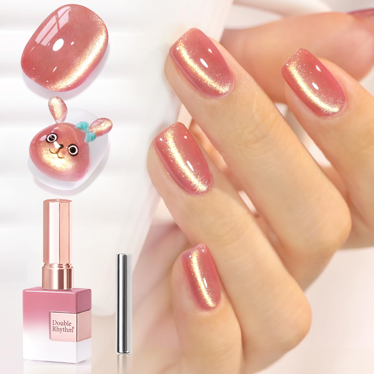 Double Rhythm 15ML Ice Glass Cat Eye Gel Polish with Magnet Holographic Glitter Shimmer Translucent Sheer Color Salon Soak Off Magnetic Nail at Home (Golden Violet-MC1129) : Beauty & Personal Care