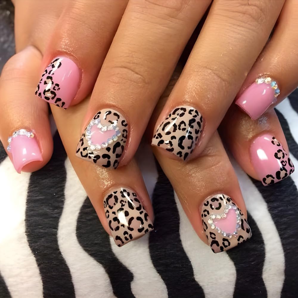 CTTHNBD Medium Press on Nails Coffin - Black French Tip Fake Nails with Bow Charms Design - Heart False Nails Press ons - for Women 24 Pcs : Beauty & Personal Care