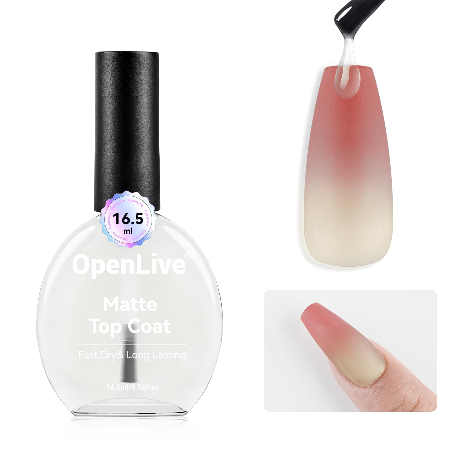 OpenLive Base and Top Coat Nail Polish Quick Dry.16.5ml Large capacity Basic Nail Polish Set Air Dry Fast. High-Glossy Shiny. No U V Light Needed for Women Salon DIY Nail Art : Beauty & Personal Care