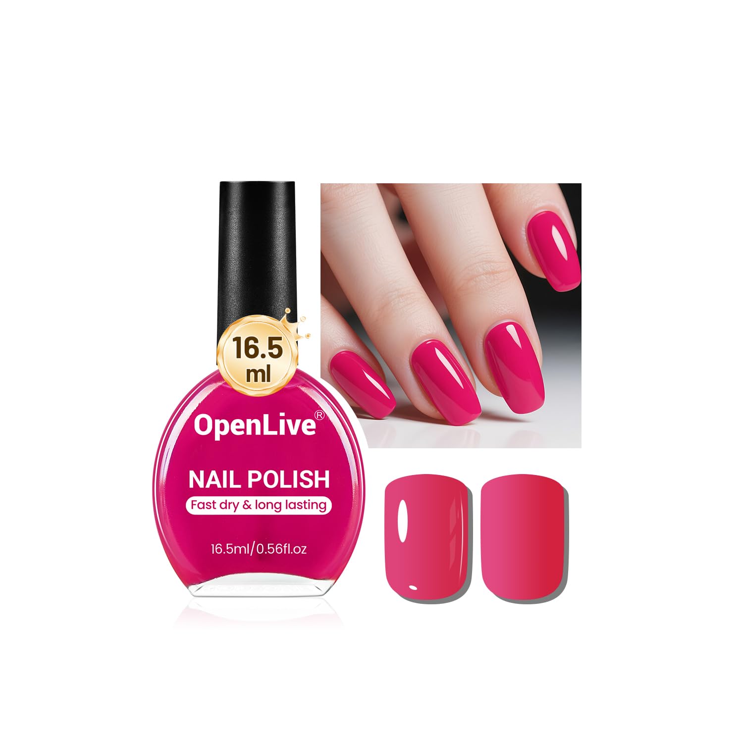 OpenLive 16.5ml Dark Red Nail Polish Large Volume Quick Dry Nail Polish. Long Lasting Shine. Fingernail Toenail Nail Art DIY Home Travel Nail Art Gift : Beauty & Personal Care