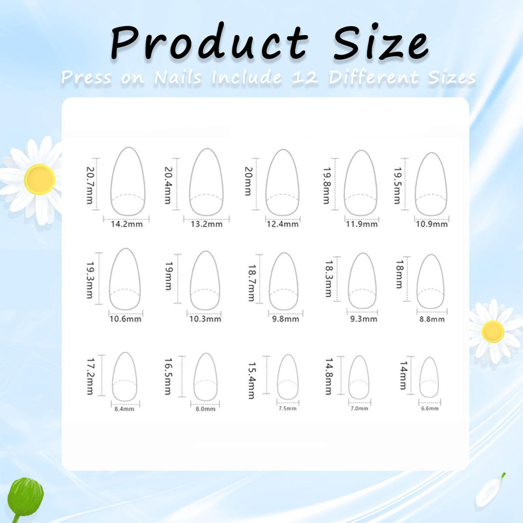 Short Press On Almond Fake Nails - Flower Acrylic Fall Nails Press Ons Full Cover Glue On Cute False Floral Stick On Nails for Women - 30 Pcs : Beauty & Personal Care