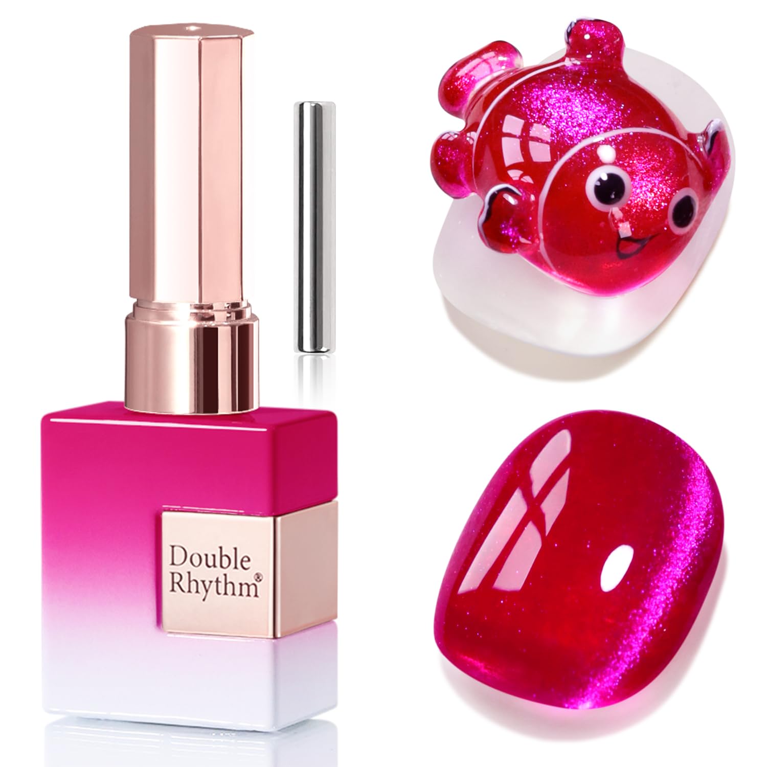 Double Rhythm 0.5 OZ Cat Eye Gel Polish with Magnet 15ML Holographic Glitter Shimmer Translucent Jelly Color Magnetic Polish Salon DIY at Home (Silver-MC1019) : Beauty & Personal Care