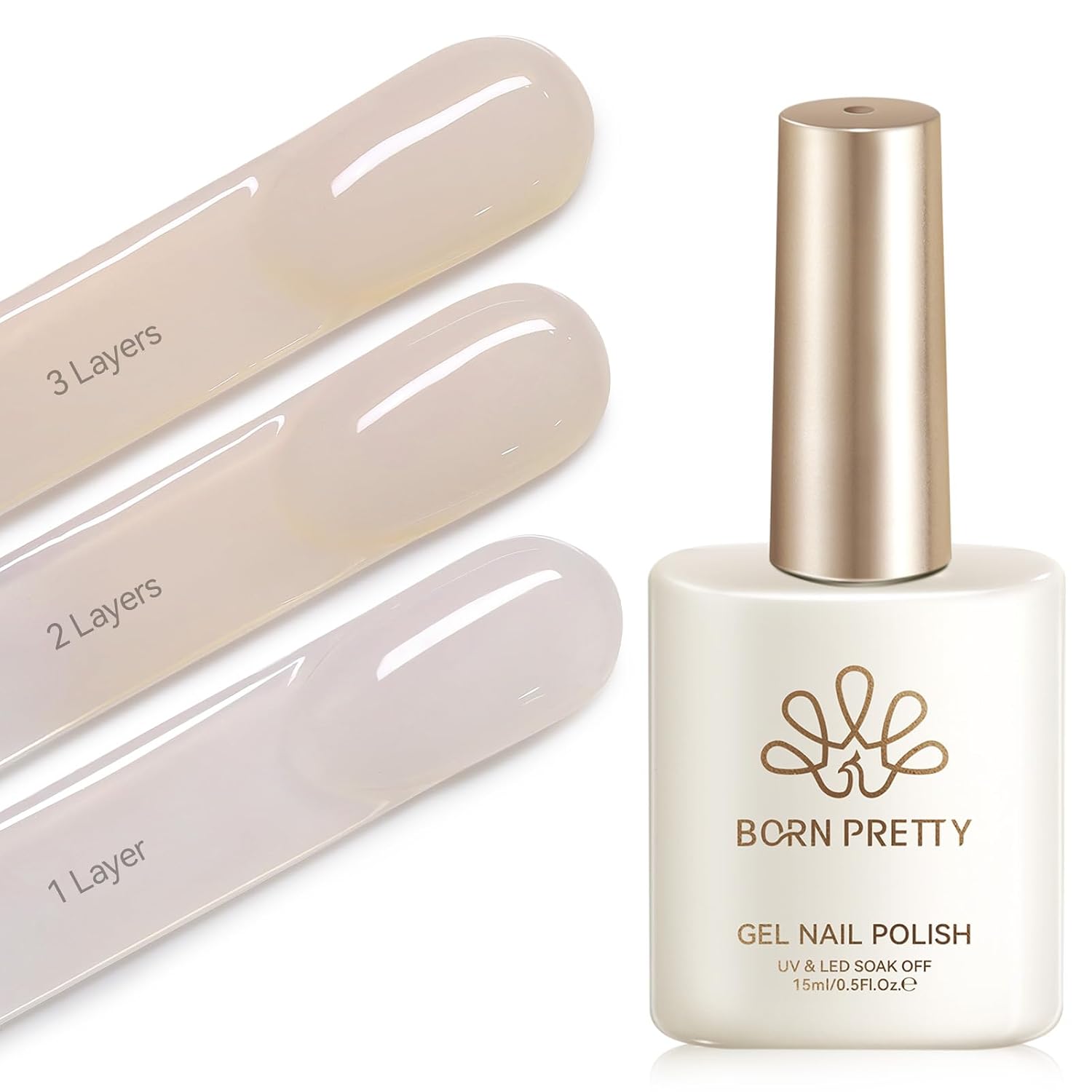 Born Pretty Milky White Gel Nail Polish Jelly White Sheer Translucent Neutral Gel Polish Soak Off Nail Art Gel 15ml. 0.54 Fl Oz : Beauty & Personal Care