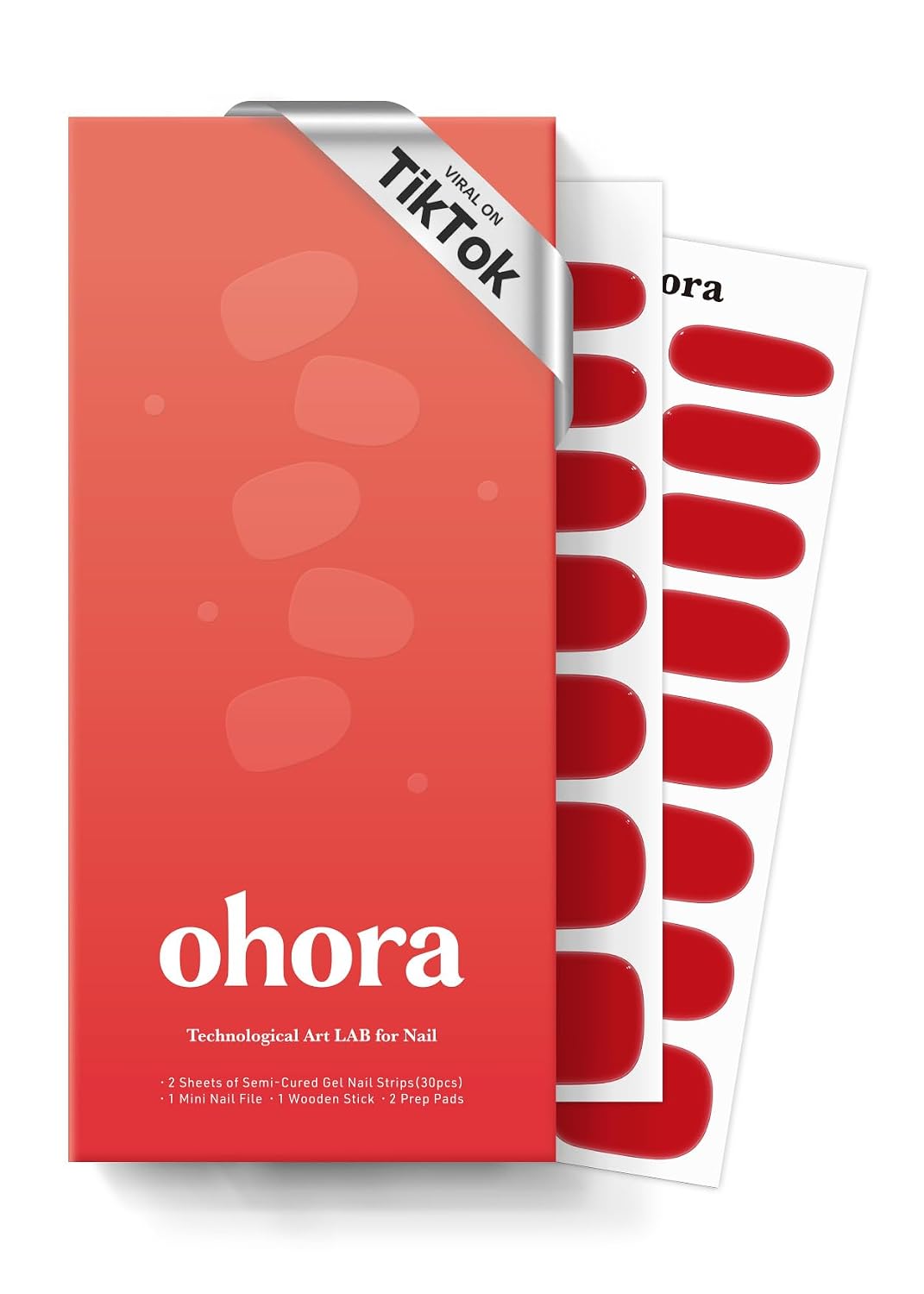 ohora Semi Cured Gel Nail Strips (N Cream Indigo) - Blue. Solid. Works with Any UV/LED Lamps. Salon-Quality. Long Lasting. Easy to Apply & Remove - Includes 2 Prep Pads. Nail File & Wooden Stick : Beauty & Personal Care