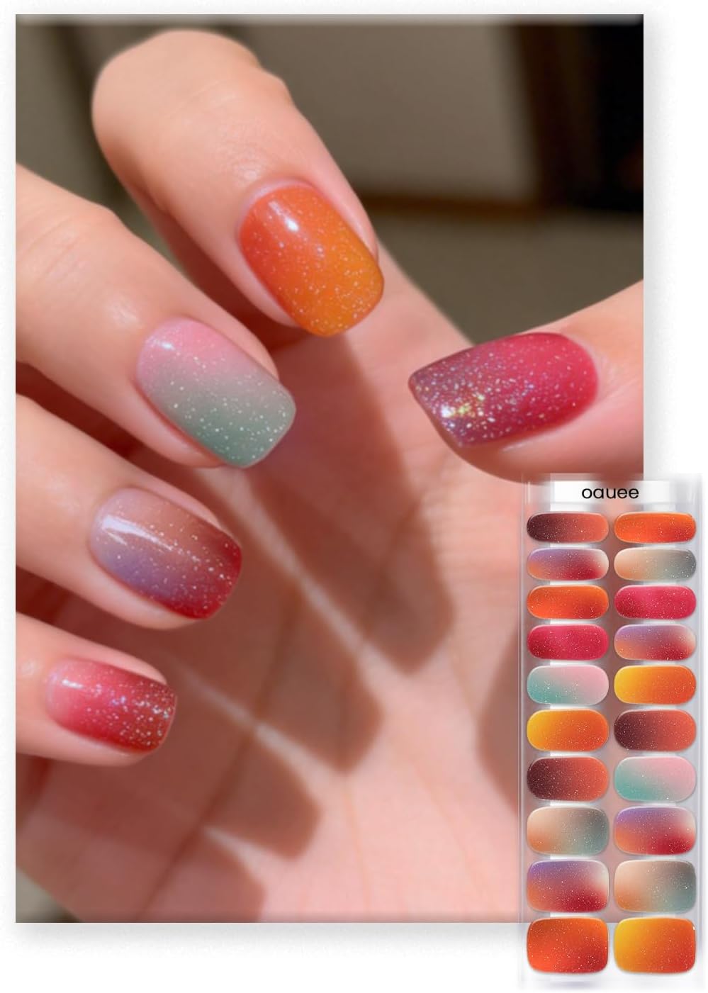 OAUEE Semi Cured Gel Nail Strips | Gel Nail Stickers with UV Light Required | Salon Quality. Easy Application and Removal(Pink Ombre) : Beauty & Personal Care