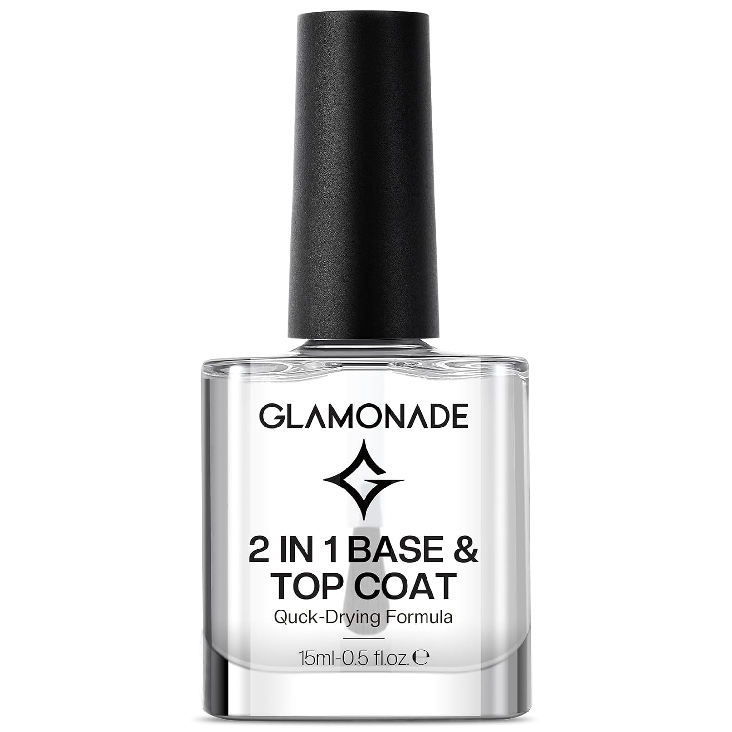 Glamonade Base Top Coat Nail Polish: 2 in 1 Clear High Shine Quick Dry Nail Polish Color Protection Long Lasting Polish Resists Smudging Chipping Fading Fast Air Dry Nail Coat for Women : Beauty & Personal Care