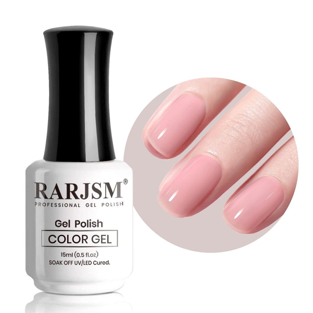 RARJSM Nude Gel Polish Sheer Rose Pink Gel Nail Polish Clear Pink French Manicure Nude Pink Jelly Nail GelPolish Varnish Curing Requires 1pcs 15ml LED UV Gel Soak Off for Home Salon Nail Art DIY : Beauty & Personal Care