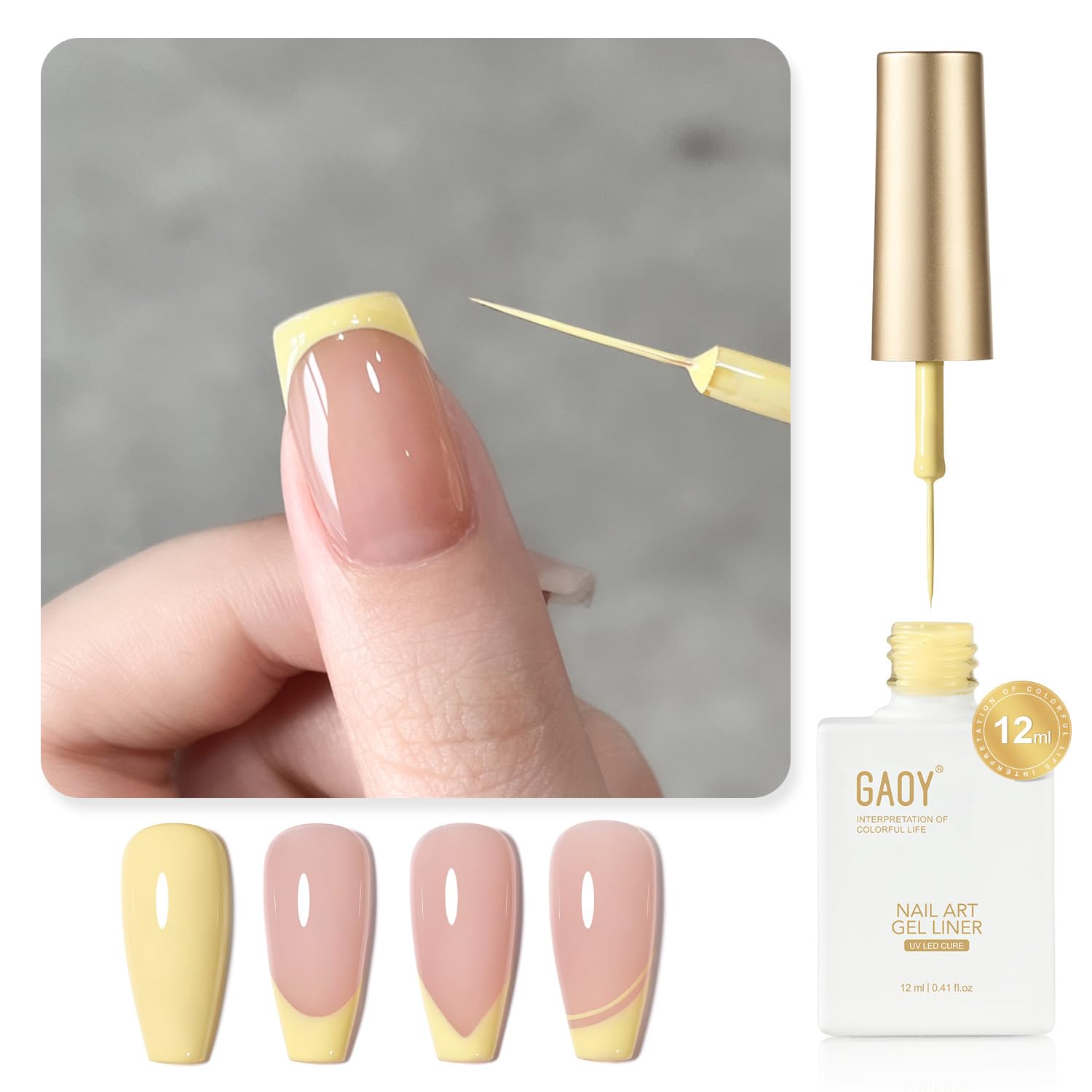 GAOY White Swirl Gel Nail Polish Art Liner. 12ml Classic Color Nail Paint Design with Thin Brush. UV Light Cure for DIY French Manicure at Home : Beauty & Personal Care
