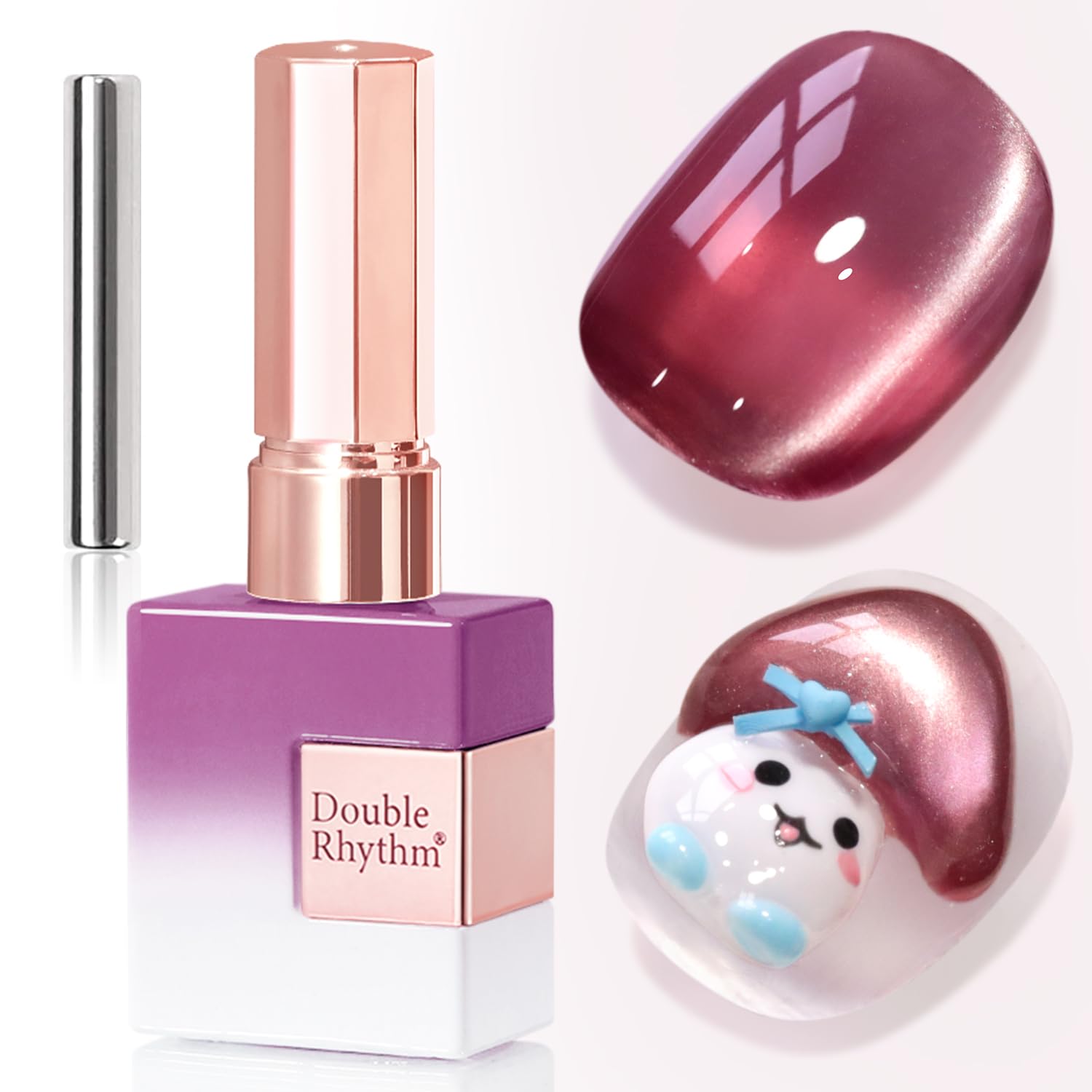 Double Rhythm 15ML Ice Glass Cat Eye Gel Polish with Magnet Holographic Glitter Shimmer Translucent Sheer Color Salon Soak Off Magnetic Nail at Home (Golden Violet-MC1129) : Beauty & Personal Care