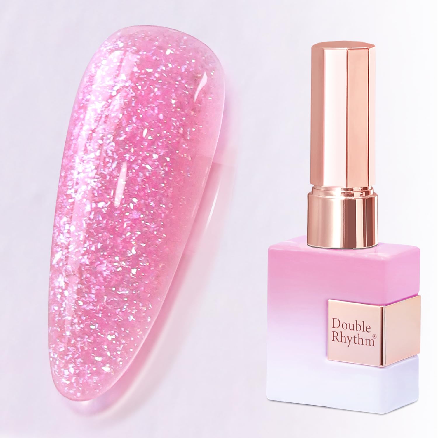 Double Rhythm 0.5Oz Glitter Gel Polish Shimmer Reflective Color for Nail Art Salon DIY Soak Off 15ml Nail Lamp Gel Polish at Home (Pink-B1161) : Beauty & Personal Care