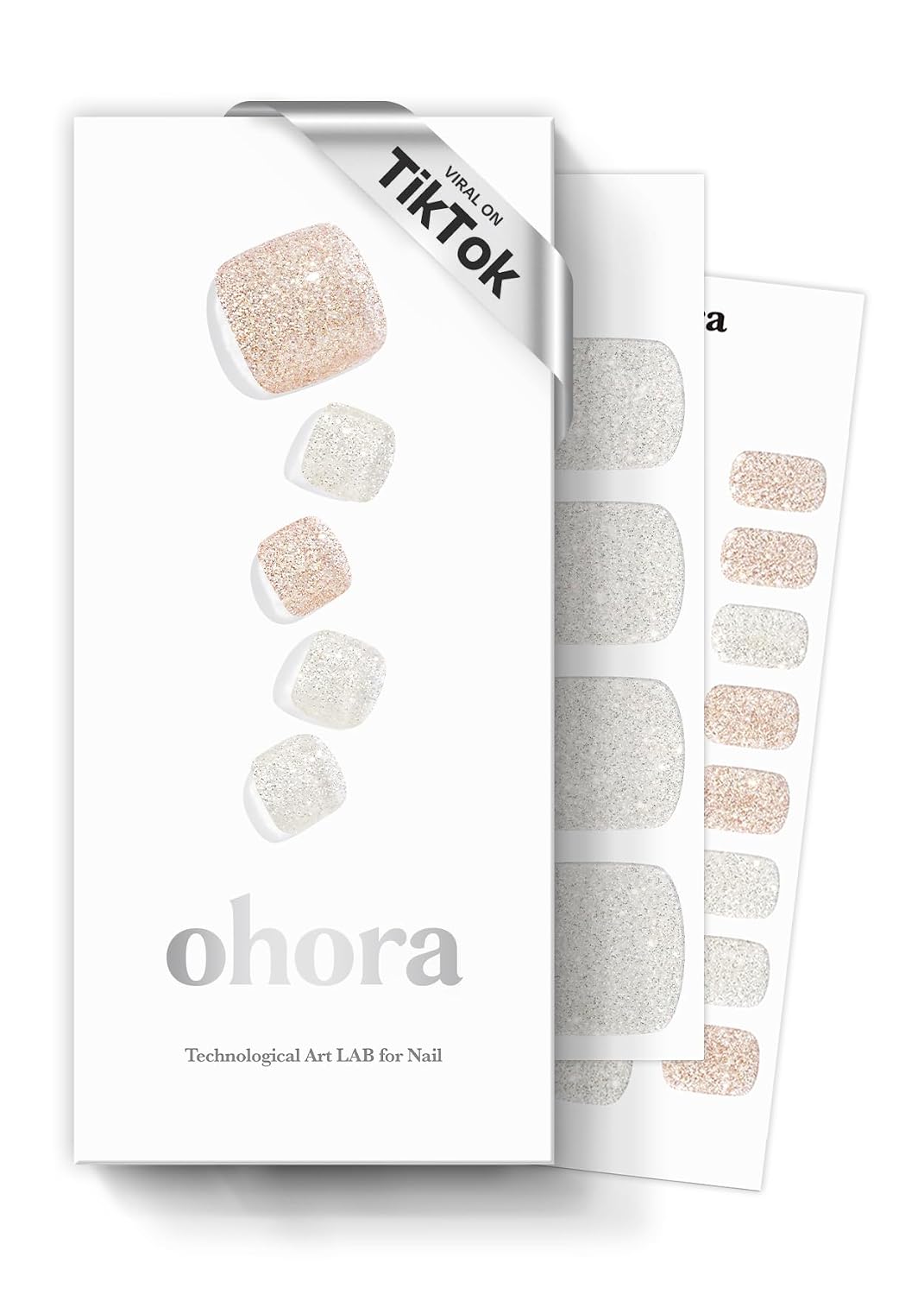 ohora Semi Cured Gel Pedi Strips (P Basic Pedicure no.3) - White. Solid. Works with UV/LED Lamps. Salon-Quality. Long Lasting. Easy to Apply & Remove - Includes 2 Prep Pads. Nail File & Wooden Stick : Beauty & Personal Care