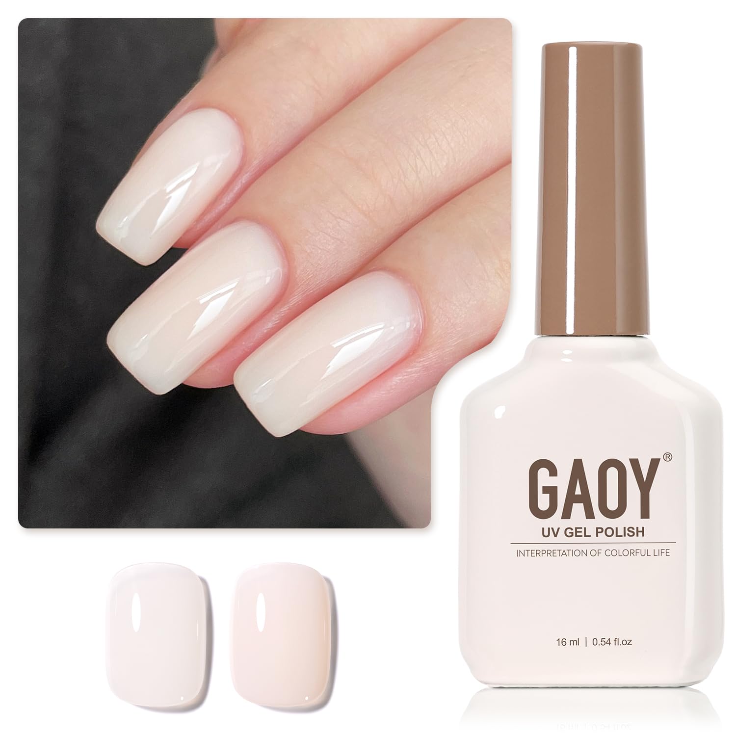 GAOY Sheer Light Pink Gel Nail Polish. 16ml Jelly Milky White Peach Translucent Color 1352 UV Light Cure Gel Polish for Nail Art DIY Manicure and Pedicure at Home : Beauty & Personal Care