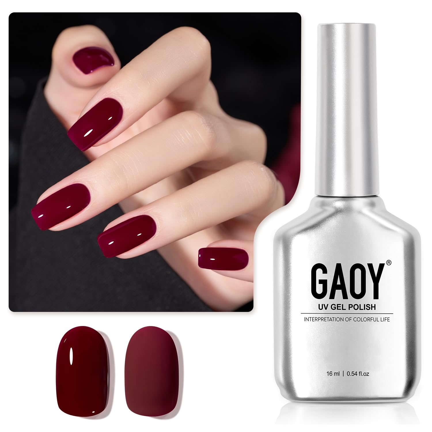GAOY Red Gel Nail Polish. 16ml Soak Off Gel Polish. UV Light Cure for Nail Art DIY Manicure at Home. 1149 Dark Red Cherry : Beauty & Personal Care