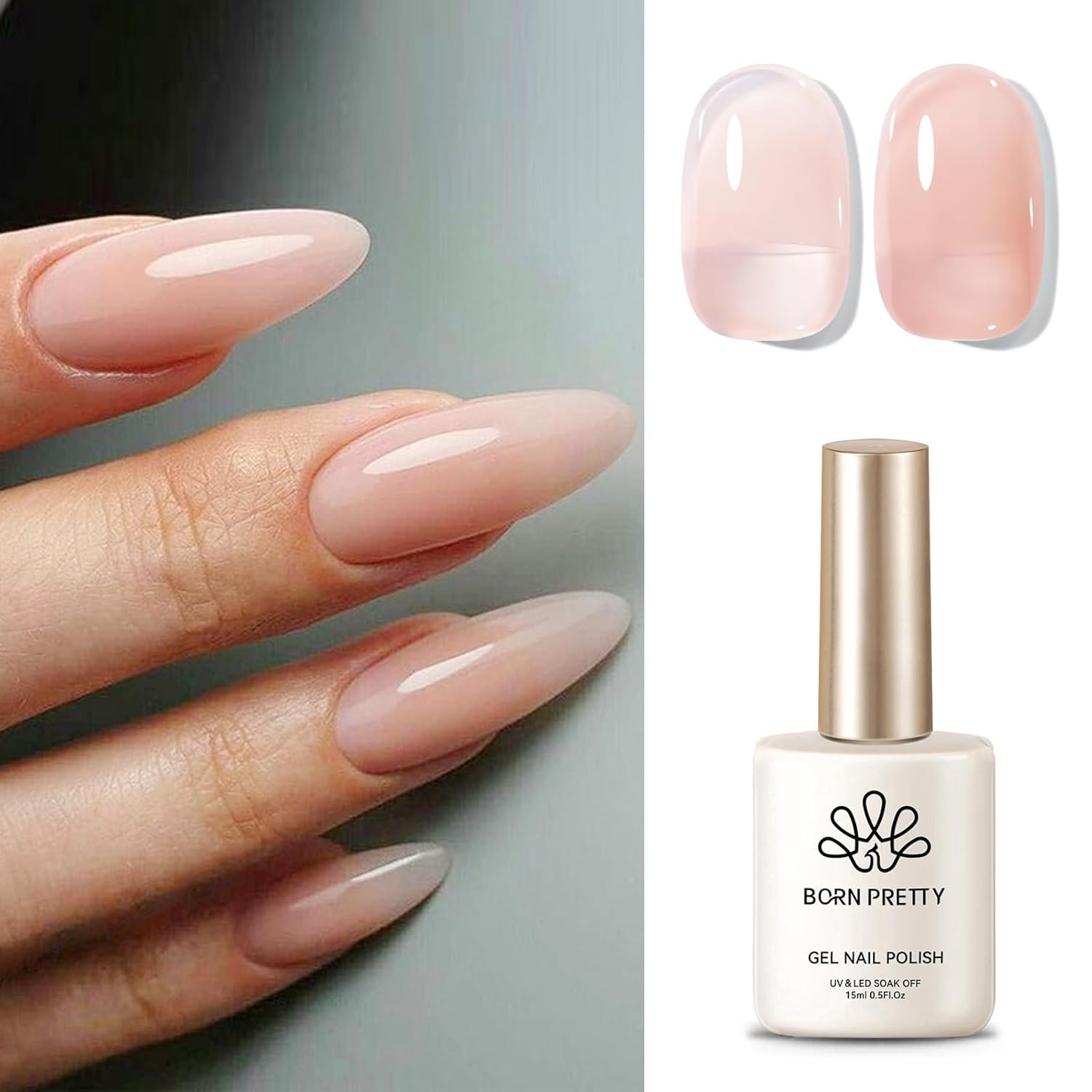 Born Pretty Nude Gel Nail Polish Jelly Light Nude Gel Polish.Sheer Translucent Skin Stone Natural Long Lasting Soak Off Gel Polish Nail Art DIY 15ML : Beauty & Personal Care