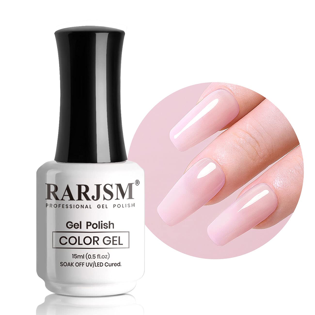 RARJSM Nude Gel Polish Sheer Rose Pink Gel Nail Polish Clear Pink French Manicure Nude Pink Jelly Nail GelPolish Varnish Curing Requires 1pcs 15ml LED UV Gel Soak Off for Home Salon Nail Art DIY : Beauty & Personal Care