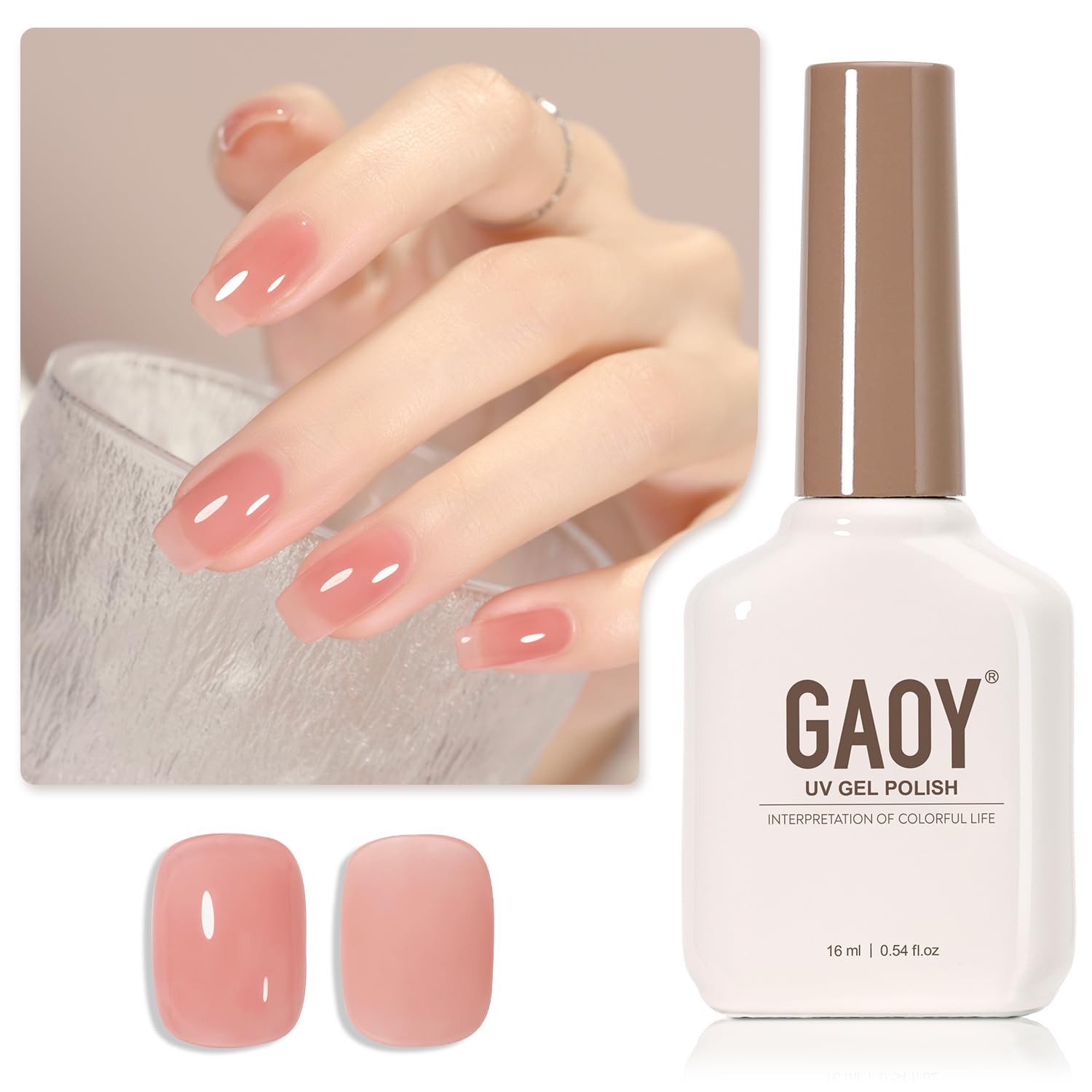 GAOY Sheer Light Pink Gel Nail Polish. 16ml Jelly Milky White Peach Translucent Color 1352 UV Light Cure Gel Polish for Nail Art DIY Manicure and Pedicure at Home : Beauty & Personal Care
