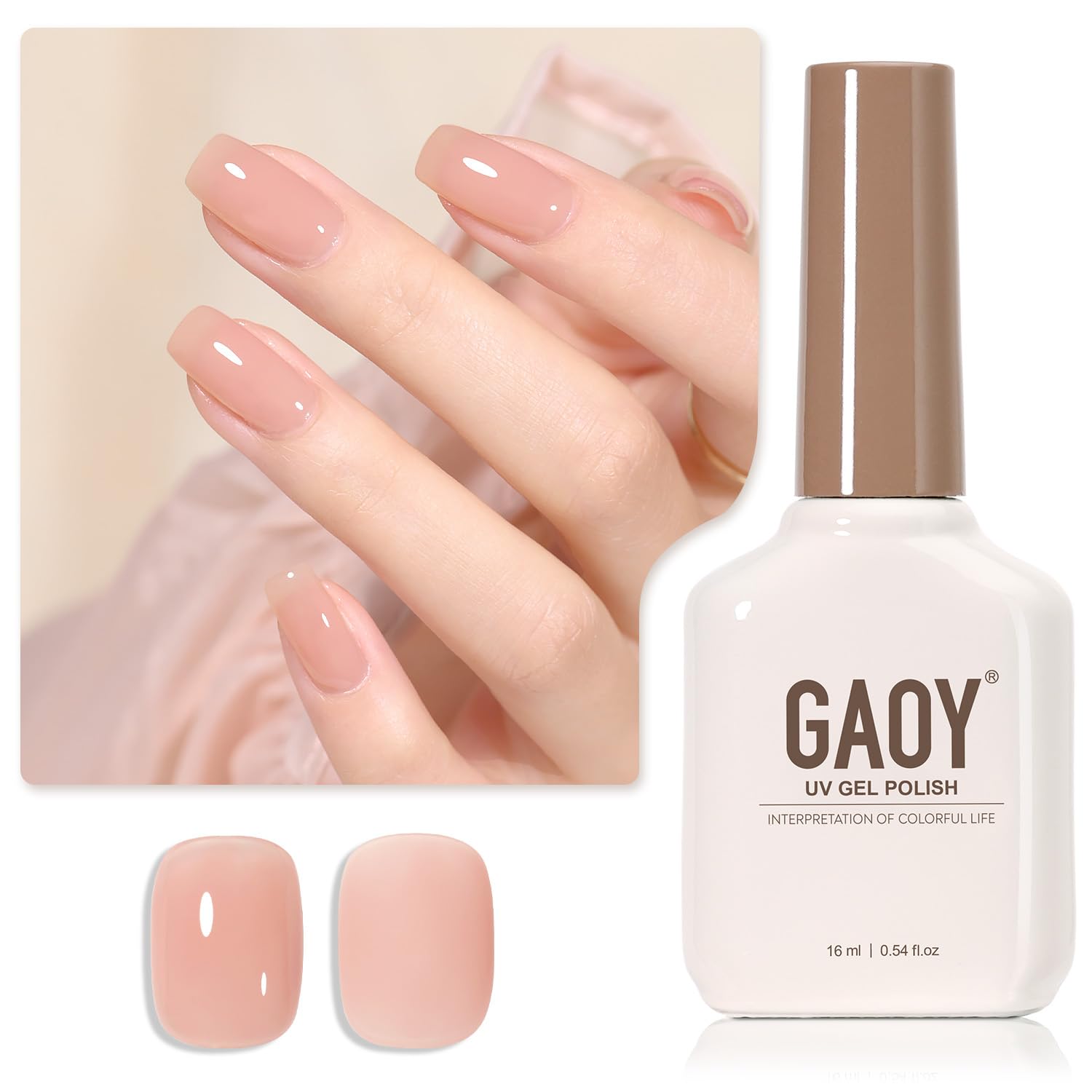 GAOY Sheer Light Pink Gel Nail Polish. 16ml Jelly Milky White Peach Translucent Color 1352 UV Light Cure Gel Polish for Nail Art DIY Manicure and Pedicure at Home : Beauty & Personal Care