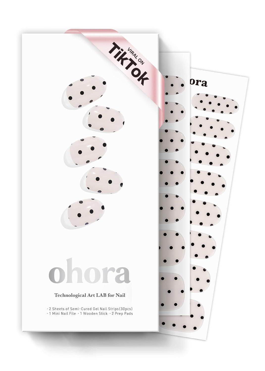 ohora Semi Cured Gel Nail Strips (N Essential French) - White. French. Works with Any UV/LED Lamps. Salon-Quality. Long Lasting. Easy to Apply & Remove - Includes 2 Prep Pads. Nail File & Wooden Stick : Beauty & Personal Care