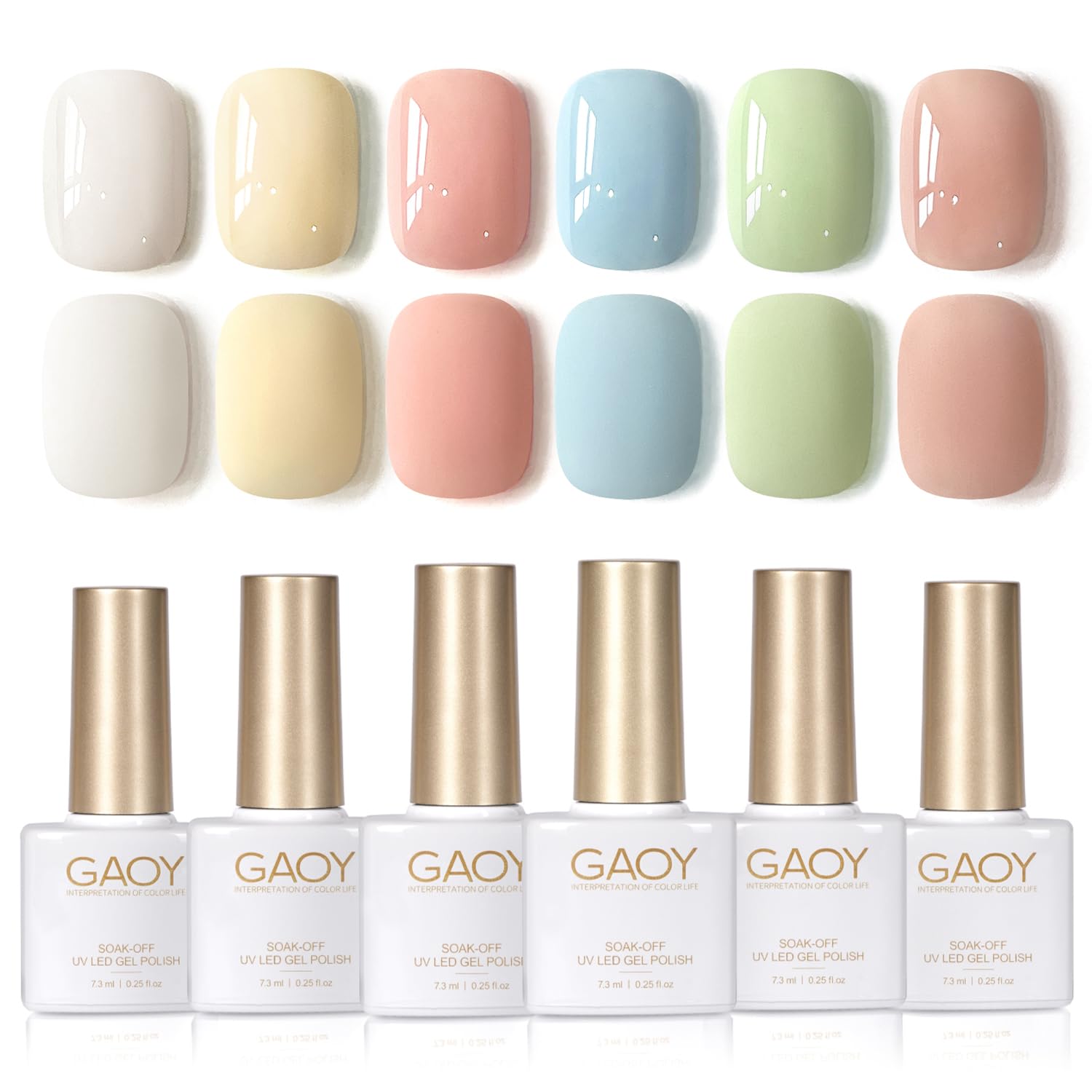GAOY Milky White Jelly Nude Gel Nail Polish Set. 6 Transparent Colors Sheer Pink Orange Soak Off UV Light Cure Gel Polish Kit for Salon and Nail Art DIY at Home : Beauty & Personal Care