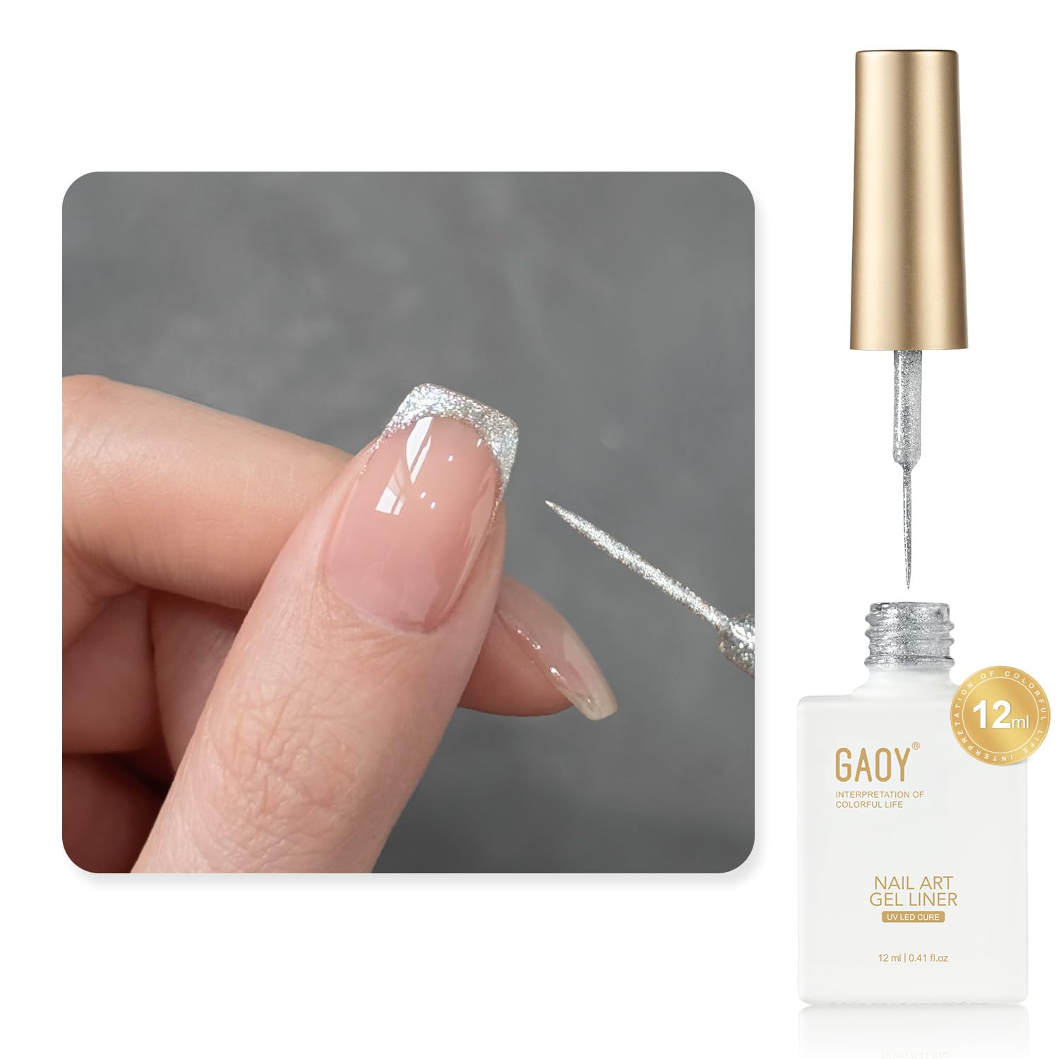 GAOY White Swirl Gel Nail Polish Art Liner. 12ml Classic Color Nail Paint Design with Thin Brush. UV Light Cure for DIY French Manicure at Home : Beauty & Personal Care