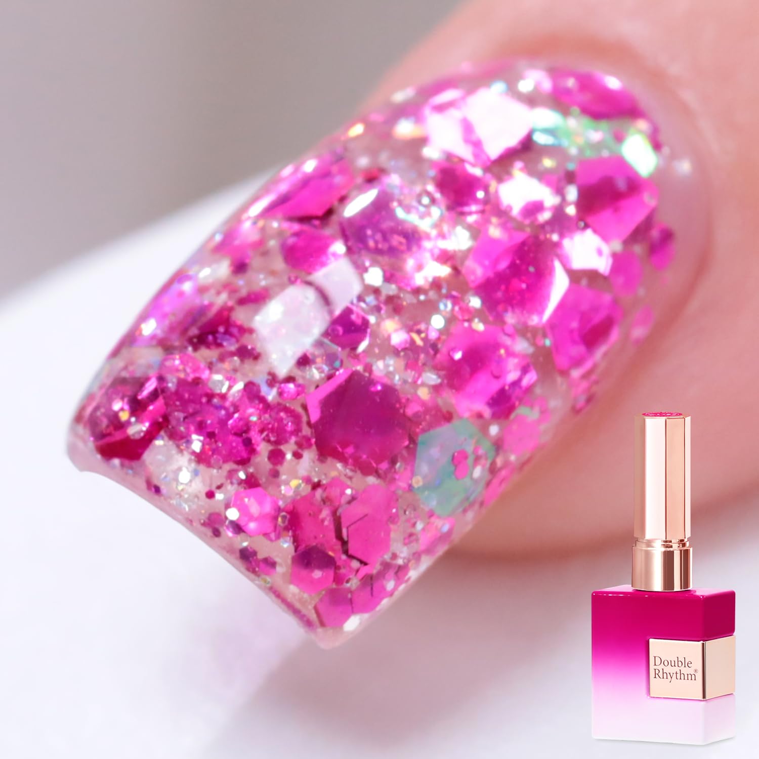 Double Rhythm 0.5Oz Glitter Gel Polish Shimmer Reflective Color for Nail Art Salon DIY Soak Off 15ml Nail Lamp Gel Polish at Home (Pink-B1161) : Beauty & Personal Care
