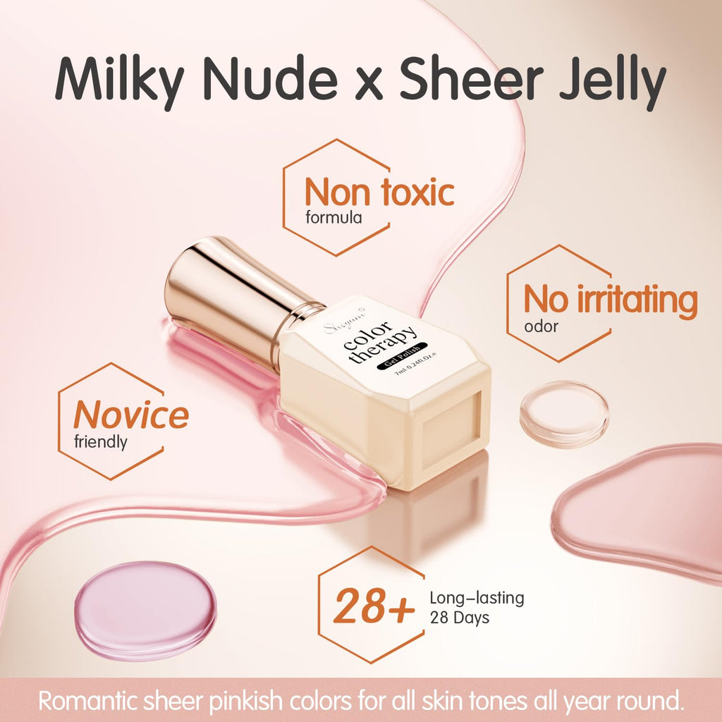 SHOYUM Nude Pink Gel Nail Polish Set- 6 Colors Sheer Milky White Jelly Gel Polish All Seasons Skin Tones Neutral Gel Polish Kit. Soak Off LED Gel Nail Kit Manicure DIY Home : Beauty & Personal Care