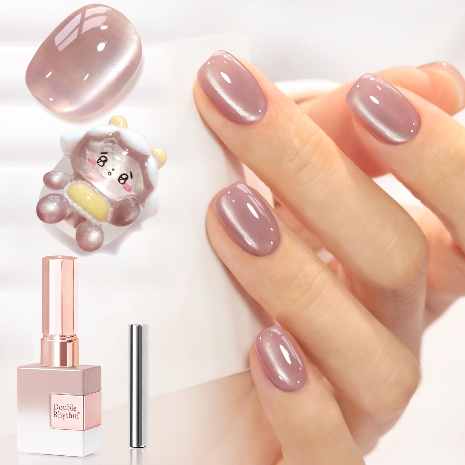 Double Rhythm 15ML Ice Glass Cat Eye Gel Polish with Magnet Holographic Glitter Shimmer Translucent Sheer Color Salon Soak Off Magnetic Nail at Home (Golden Violet-MC1129) : Beauty & Personal Care