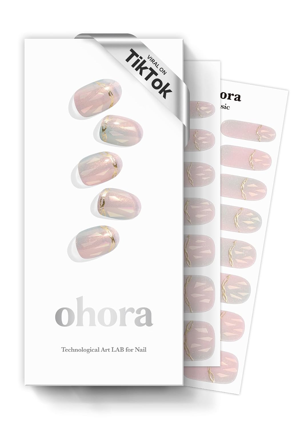 ohora Semi Cured Gel Nail Strips (N Pixie Dust) - Nude. Glitter. Works with Any UV/LED Lamps. Salon-Quality. Long Lasting. Easy to Apply & Remove - Includes 2 Prep Pads. Nail File & Wooden Stick : Beauty & Personal Care